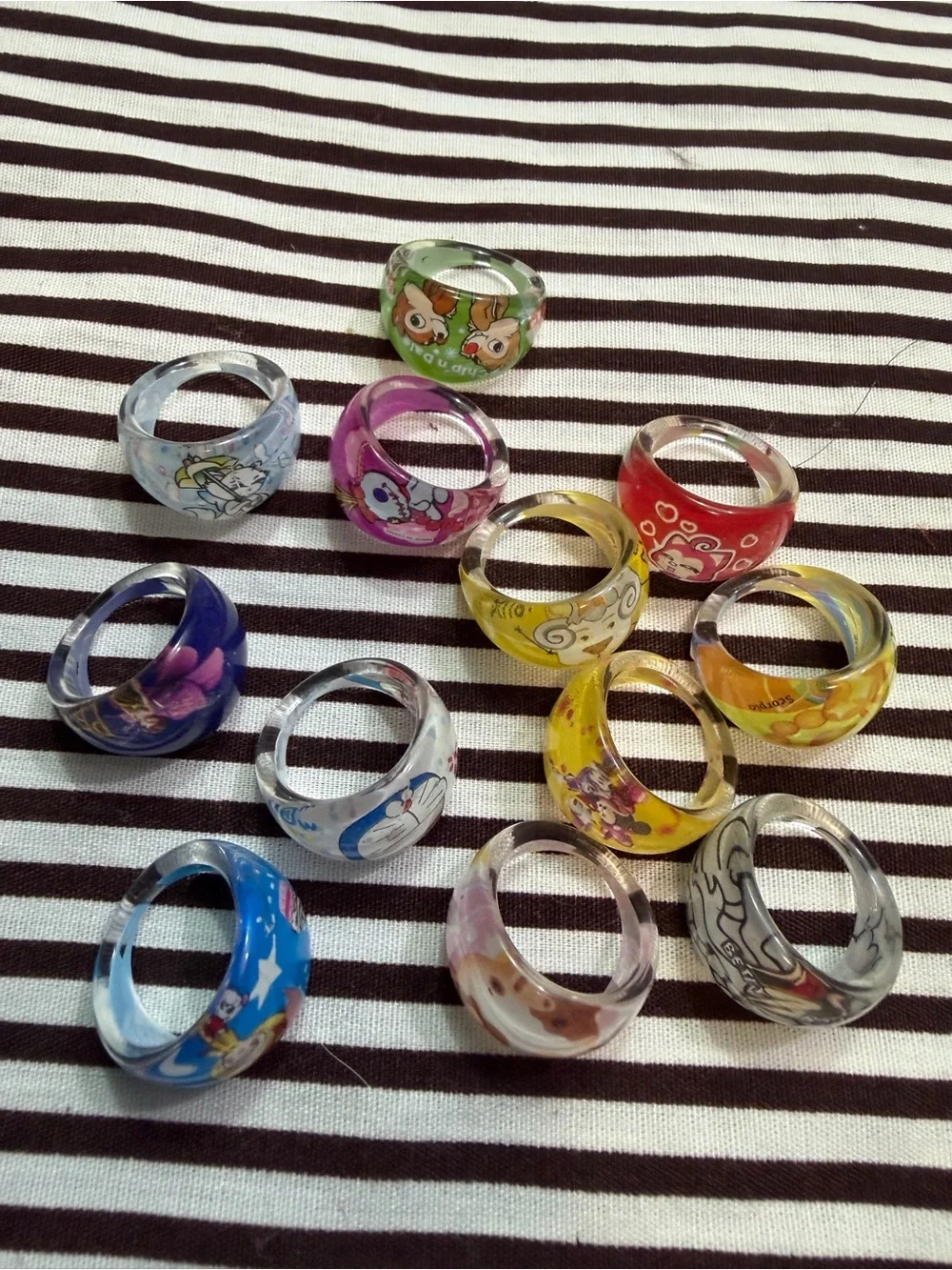 Kids Colorful Cartoon Acrylic Rings - lot